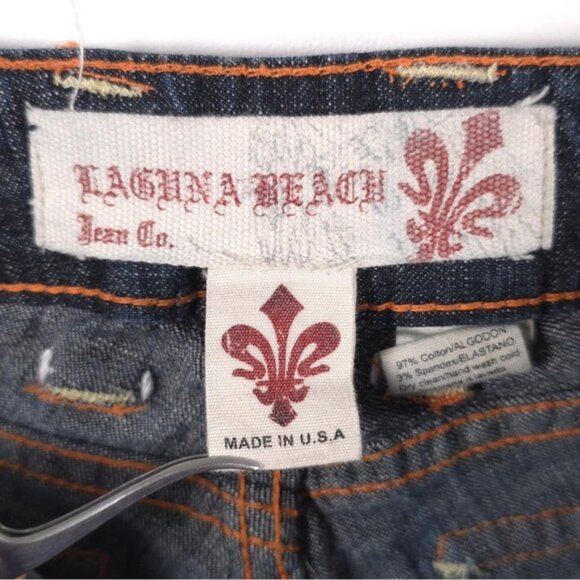 LAGUNA BEACH Women Jeans Embroidered Straight Flare USA MADE ND1010P Y2K Size 27 - Picture 4 of 13